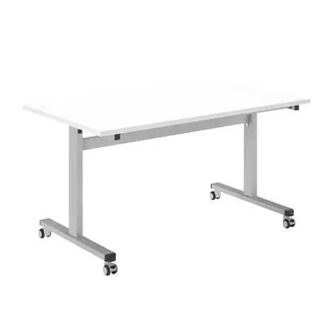Pro Flip Rectangular Table - W1400 x D800 x H725mm - Silver Legs - White